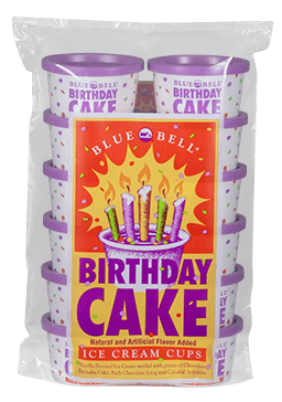 12 pack of single serve Blue Bell Birthday Cake Ice Cream cups