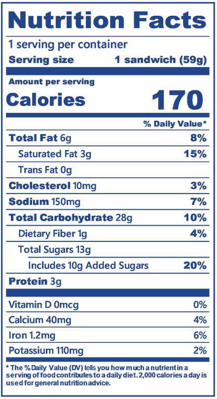 blue bell cookies n cream sandwich nutrition facts