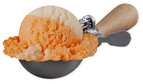Scoop of Blue Bell Ice Cream Orange Swirl